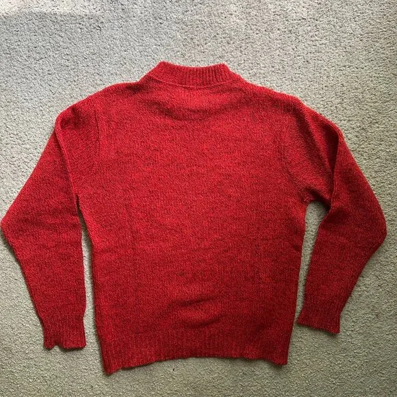 LL Bean Sweater Mens Medium Crewneck Vtg Wool Pullover Long Sleeve Red